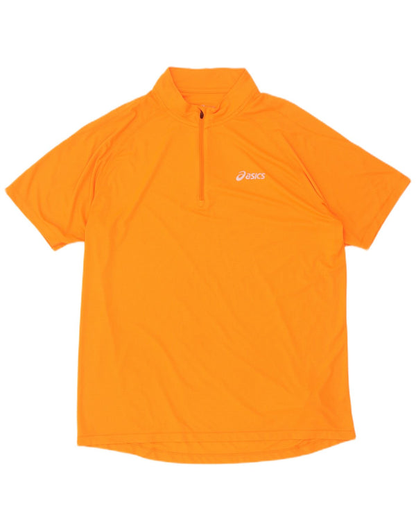 Camiseta masculina Asics com zíper e gola 2XL laranja poliéster