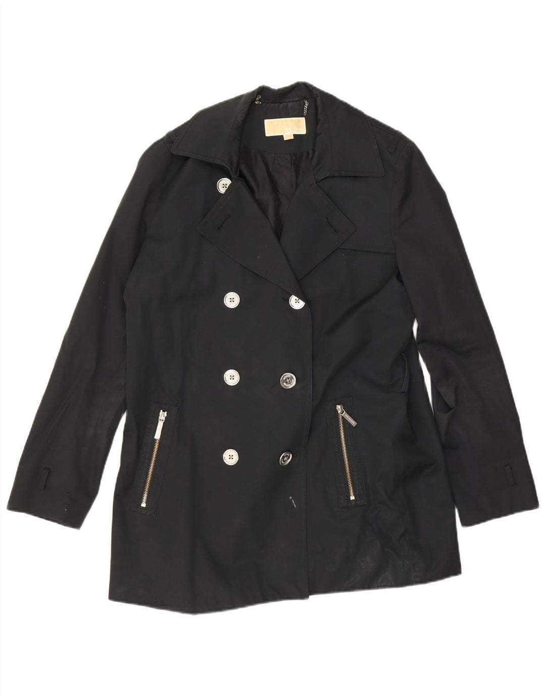 Trench coat feminino curto com peito duplo Michael Kors Reino Unido 16 grande preto