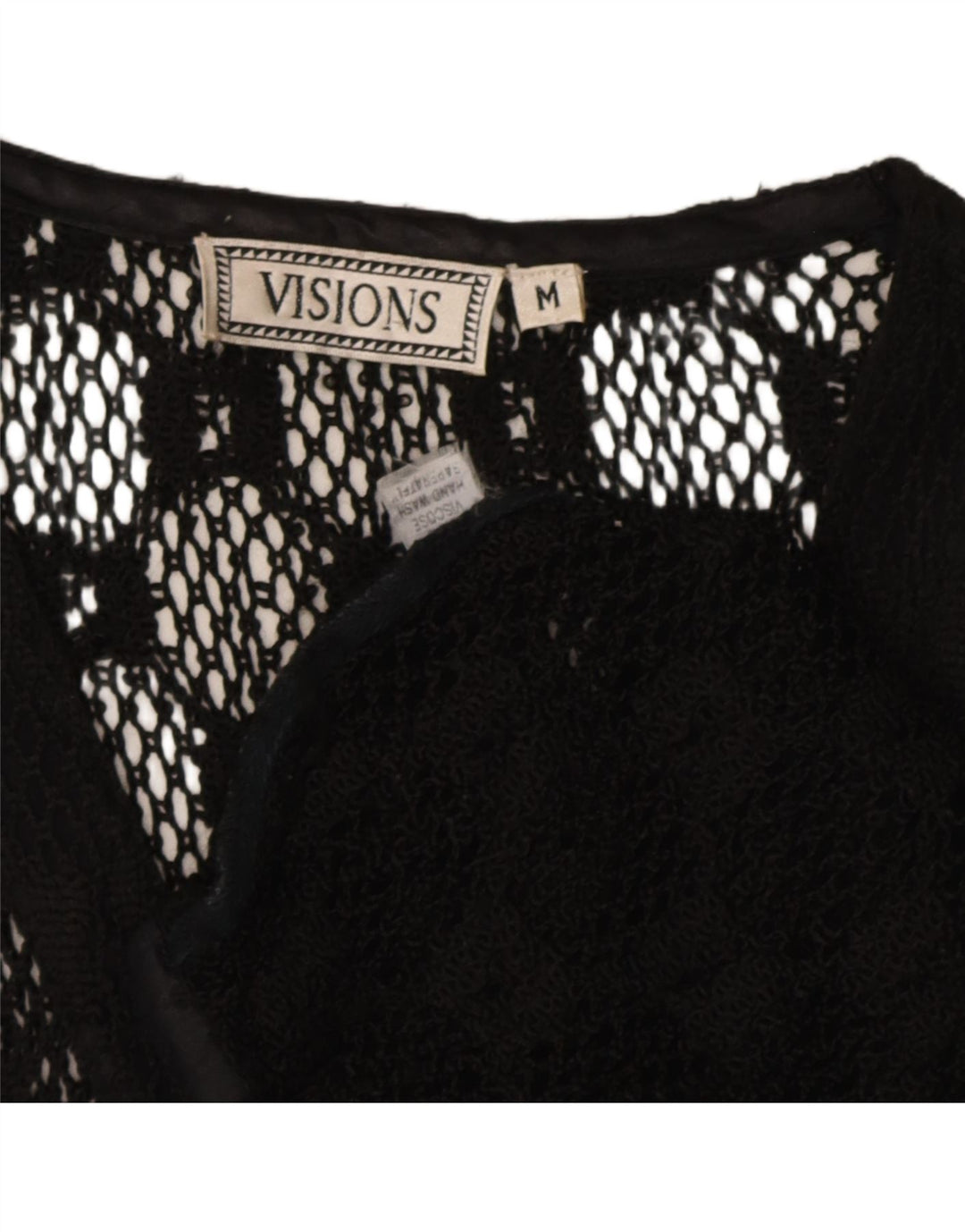 Cardigan feminino vintage sem mangas transparente UK 12 preto médio