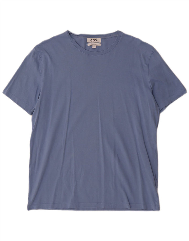 Camiseta masculina regular COS grande algodão azul