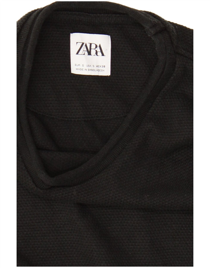 Top feminino Zara manga comprida UK 10 pequeno preto