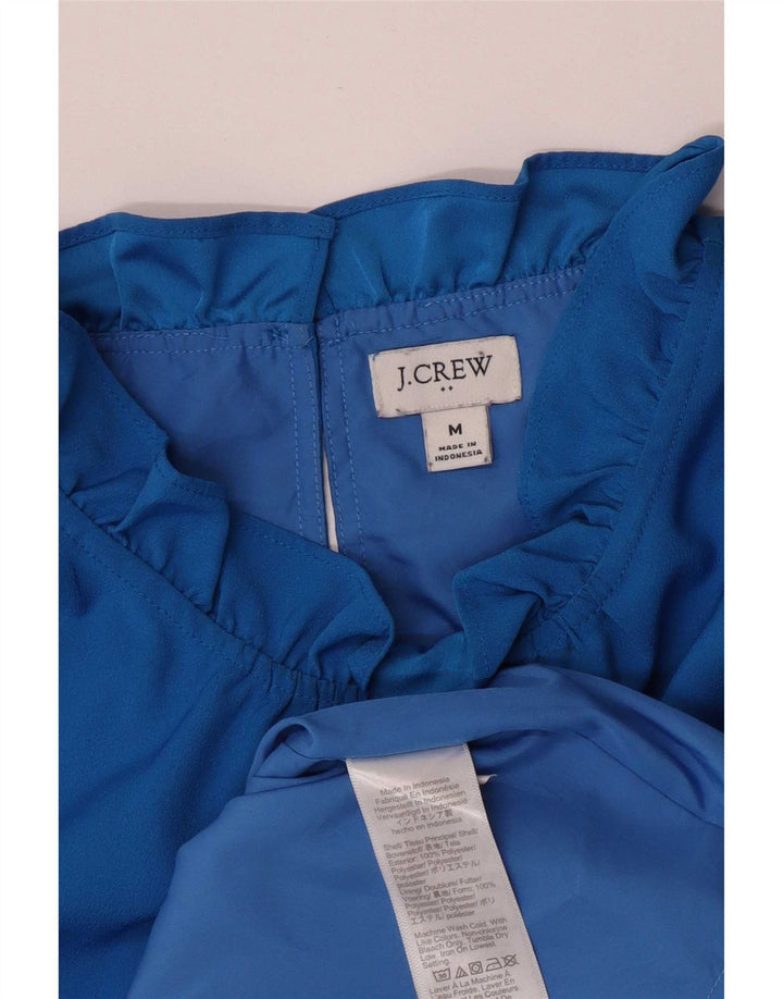 Blusa feminina sem mangas J. Crew Top Reino Unido 14 poliéster azul médio