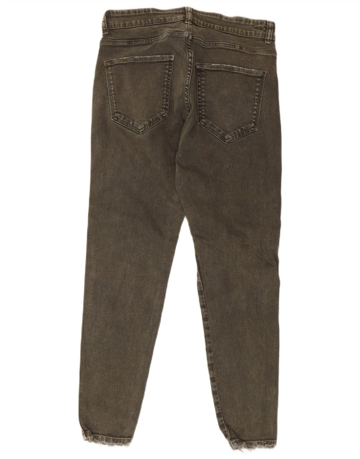 Zara Mens Distressed Slim Jeans EU 42 Médio W32 L27 Algodão Cáqui