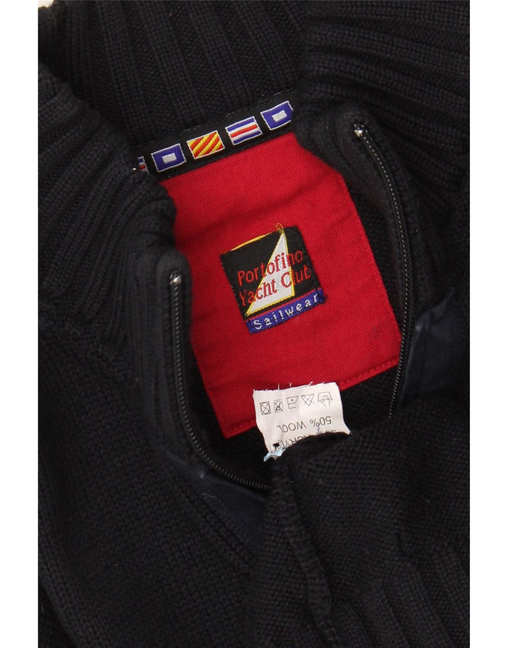 Suéter cardigã feminino PORTOFINO UK 16 grande lã preta