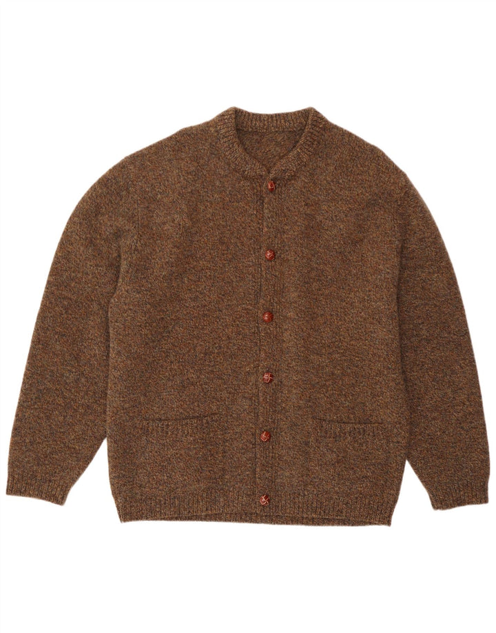 Suéter Cardigan Masculino Vintage XL Marrom Salpicado