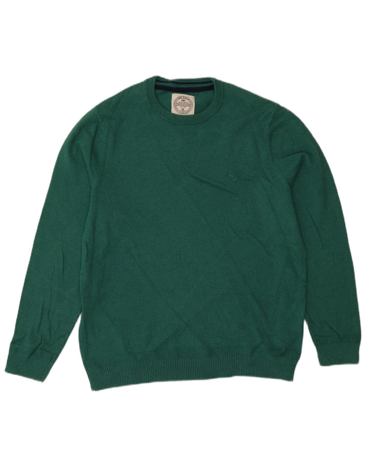 Suéter masculino Fat Face com gola redonda e algodão verde médio