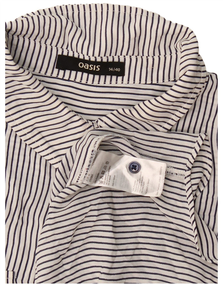 Blusa feminina pulôver Oasis UK 14 poliéster listrado branco grande