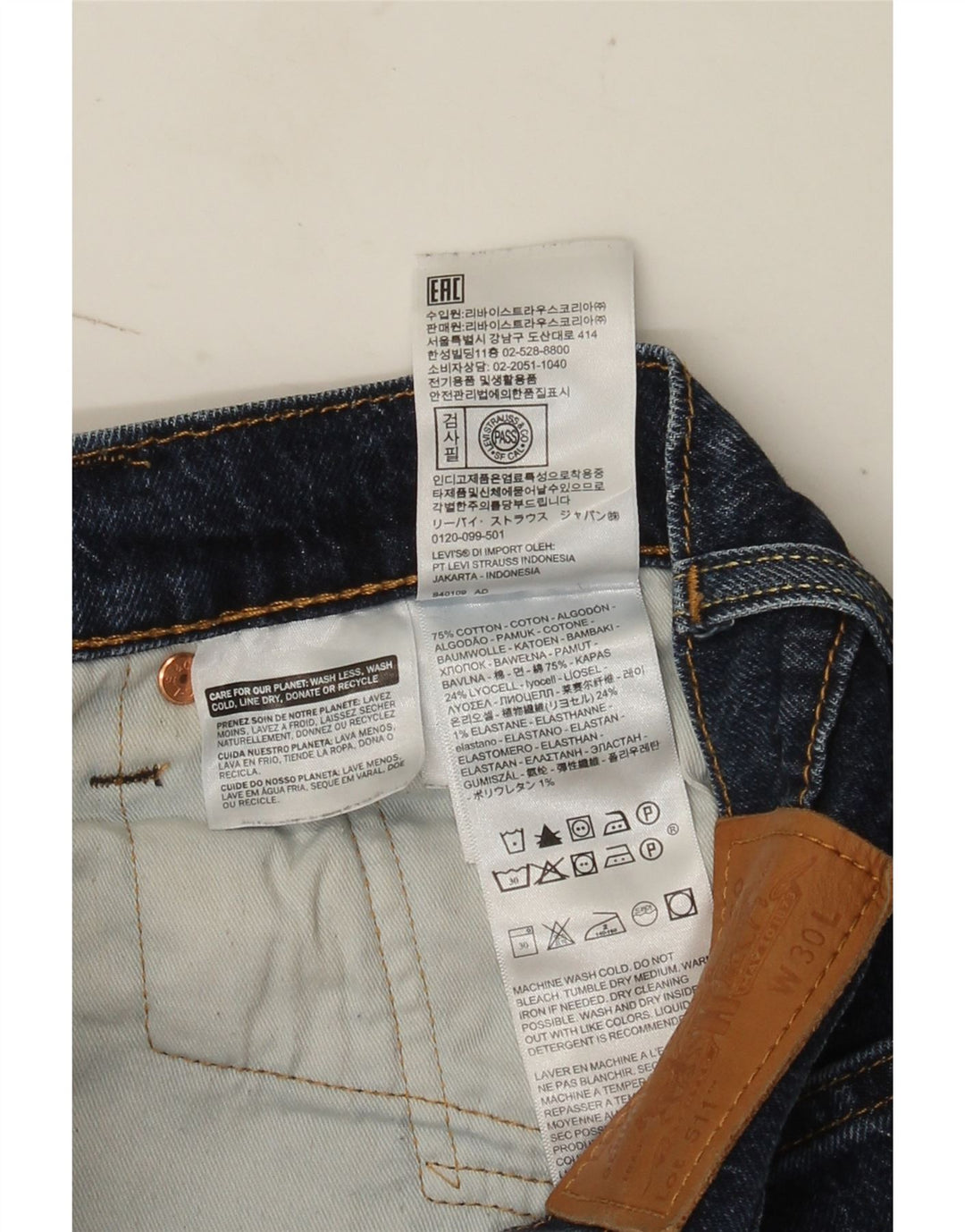 Shorts Jeans Levi's Masculino 511 W30 Azul Marinho Médio Algodão