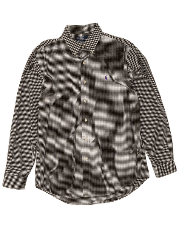 Polo Ralph Lauren Mens Custom Fit Camisa Tamanho 17 Grande Algodão Preto Gingham