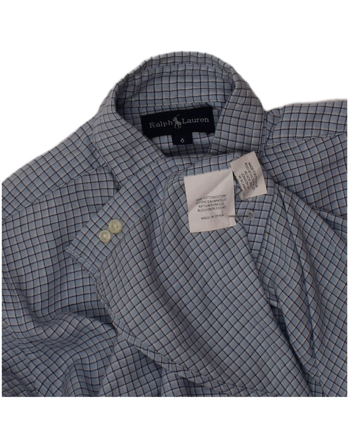 Ralph Lauren Camisa masculina 5-6 anos algodão guingão azul