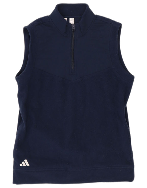 Suéter de lã sem mangas Adidas para meninos com zíper e gola 11-12 anos azul marinho