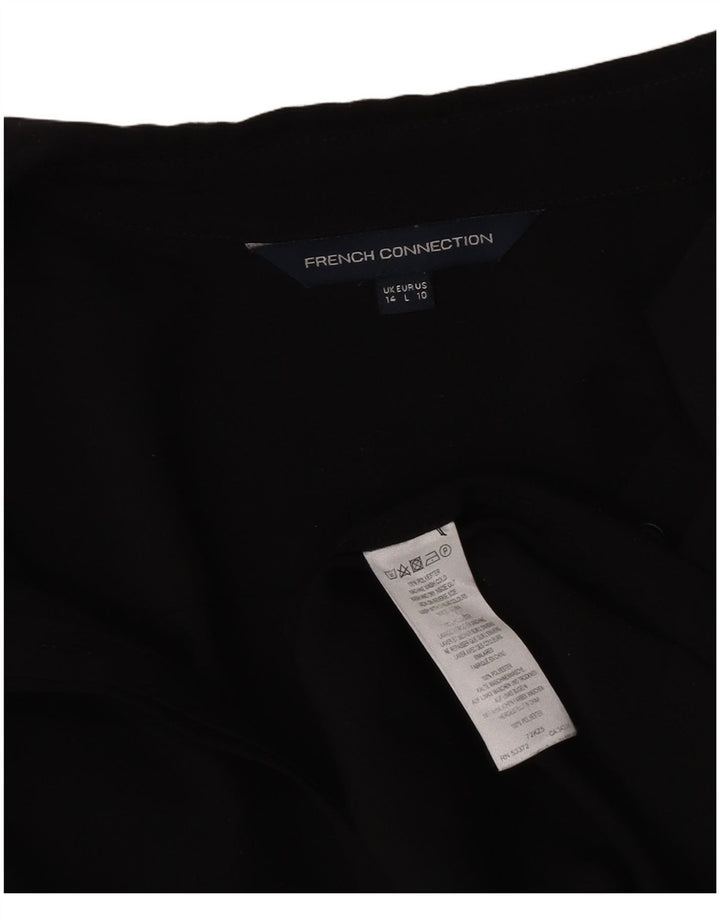 Blusa feminina de ajuste solto French Connection UK 14 poliéster preto grande