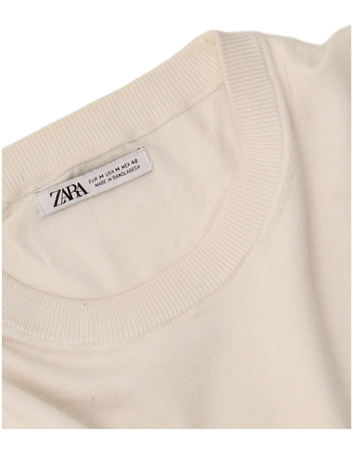 Zara Camiseta masculina Top Médio Branco