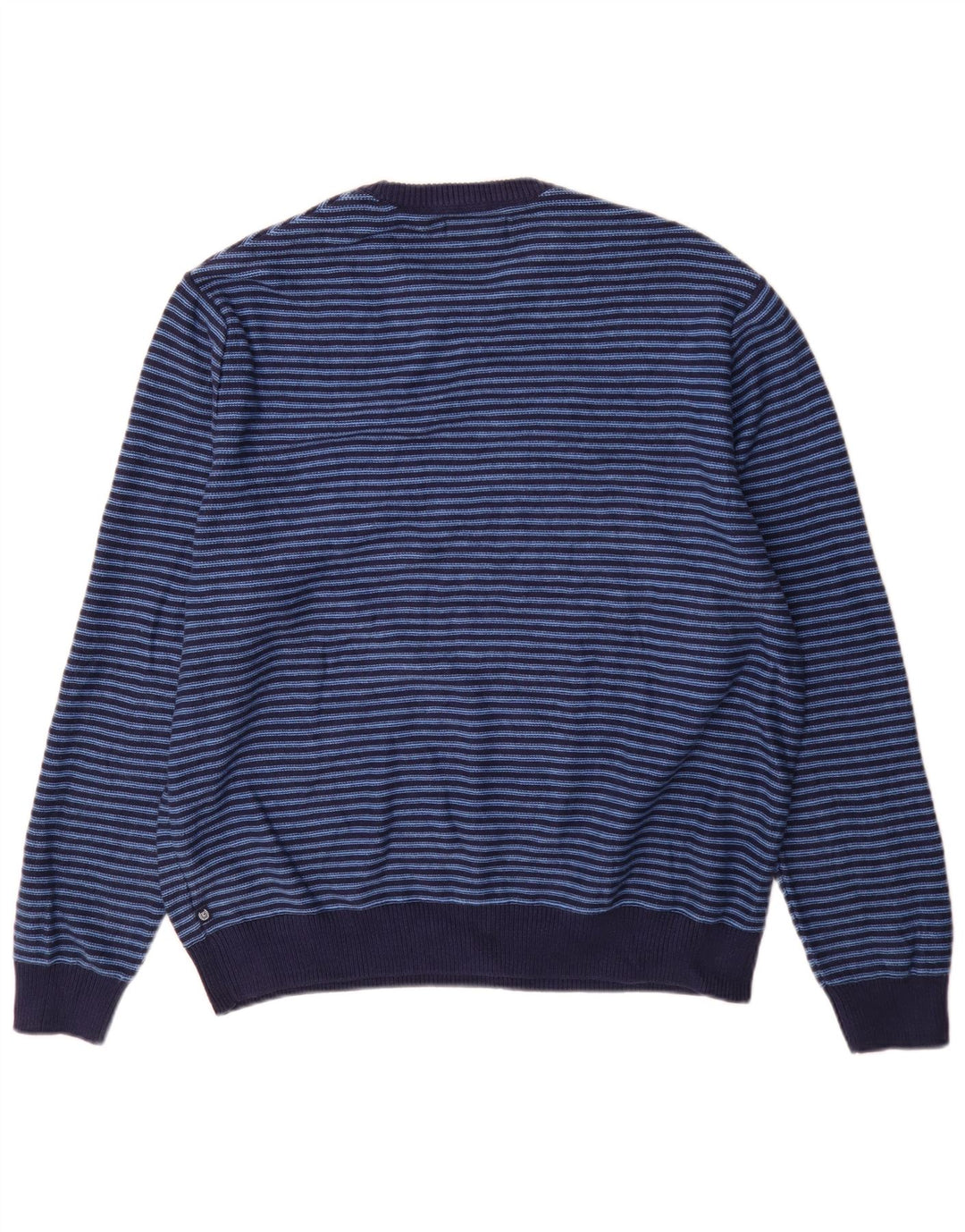 Suéter masculino Chaps com gola redonda e algodão listrado azul XL
