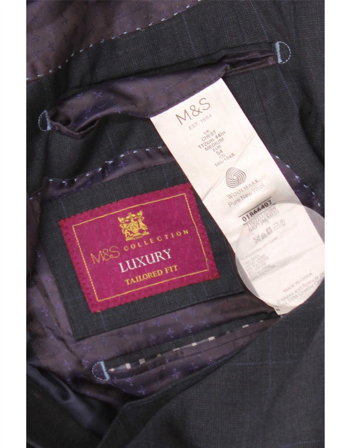 Jaqueta Blazer Masculina Marks & Spencer Tailored Fit Reino Unido 44 XL Azul Marinho Xadrez