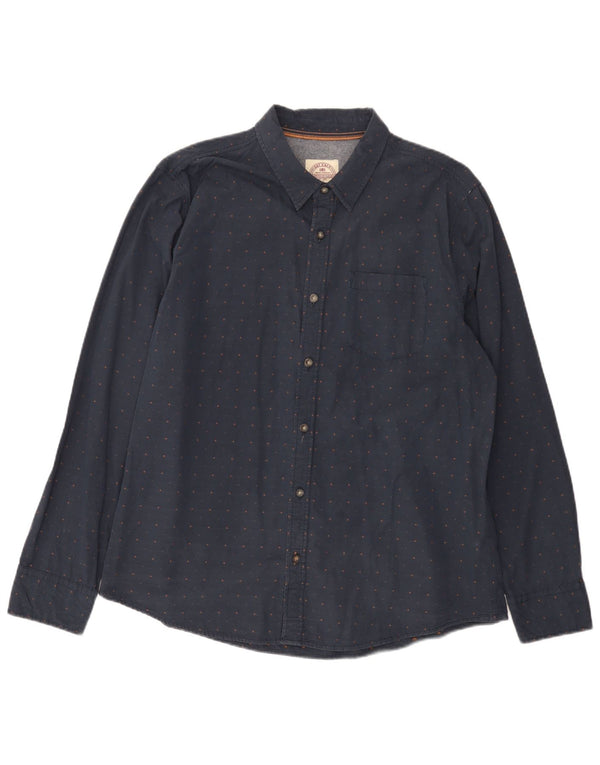 Camisa masculina de ajuste regular Fat Face XL algodão manchado azul marinho