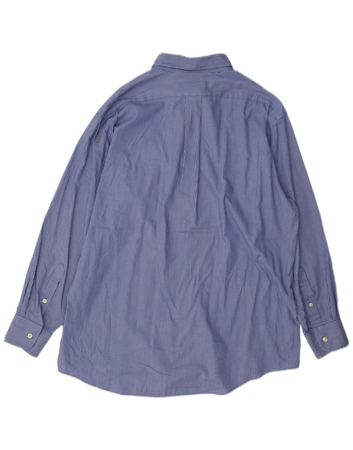 Camisa masculina Chaps tamanho 16 1/2 grande algodão listrado azul