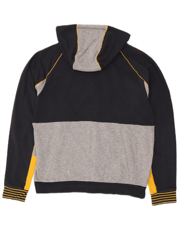 Suéter masculino com capuz e zíper regular HUGO BOSS grande bloco colorido azul marinho