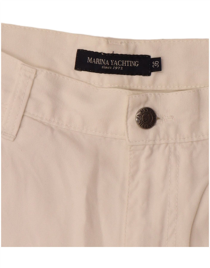 MARINA YACHTING Calça masculina reta casual W36 L31 algodão branco