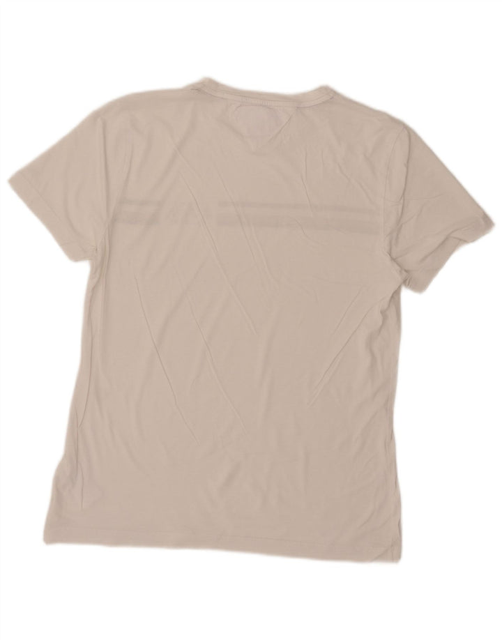 Tommy Hilfiger Camiseta masculina grande de algodão listrado branco