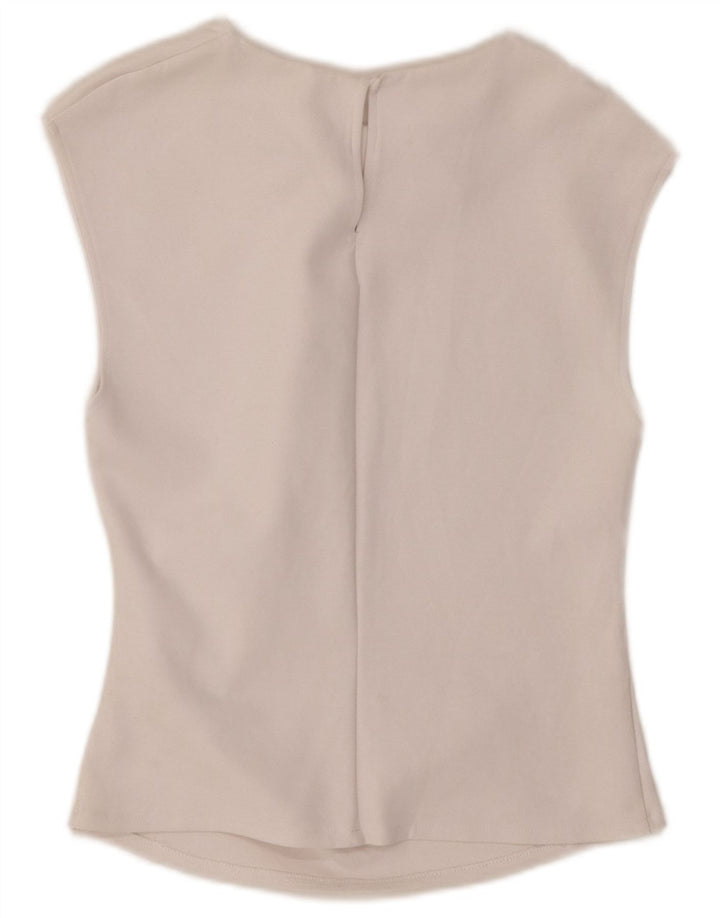 Blusa feminina sem mangas Zara Top UK 14 grande branco