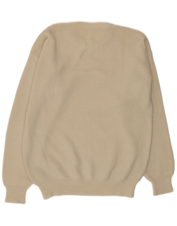 Suéter masculino vintage com gola redonda XL off white acrílico