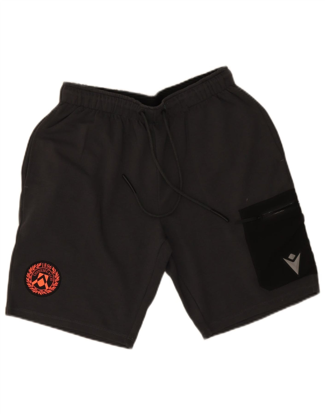 Macron Mens Udinese Calcio Sport Shorts Médio Algodão Cinza