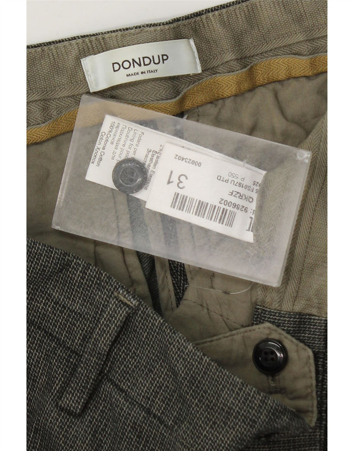 Calça Chino Masculina Slim Dondup W31 L32 Algodão Xadrez Cinza