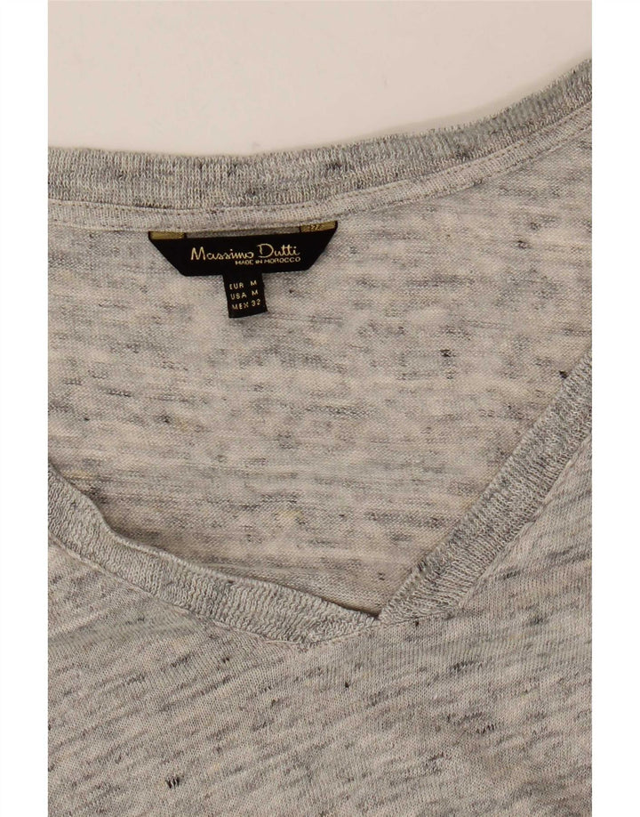 Top feminino Massimo Dutti manga comprida UK 12 cinza médio manchado