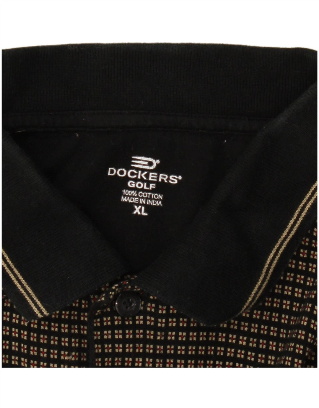 Camisa polo masculina Dockers Golf XL preta xadrez algodão