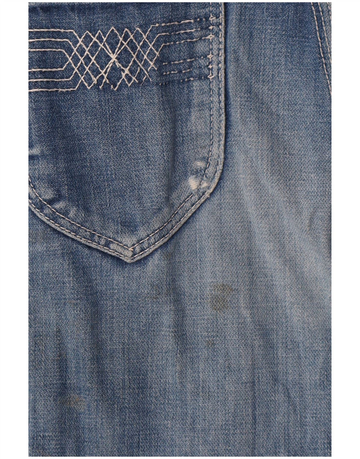Shorts jeans feminino Wrangler desgastado W29 azul médio