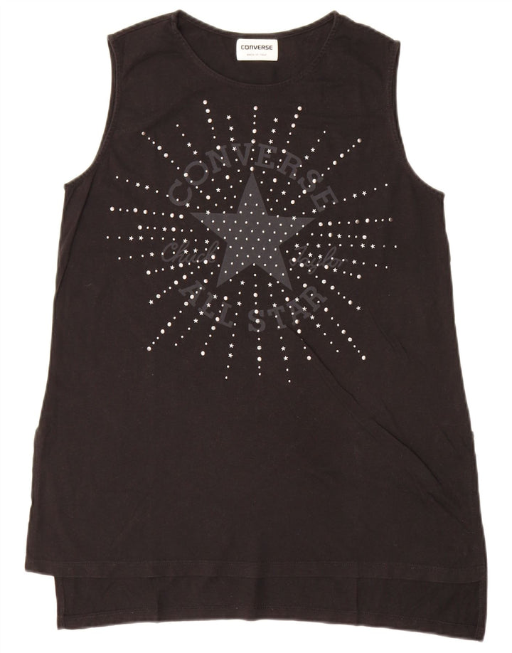 Converse feminino Chuck Taylor Graphic Vest Top Reino Unido 12 Médio Preto