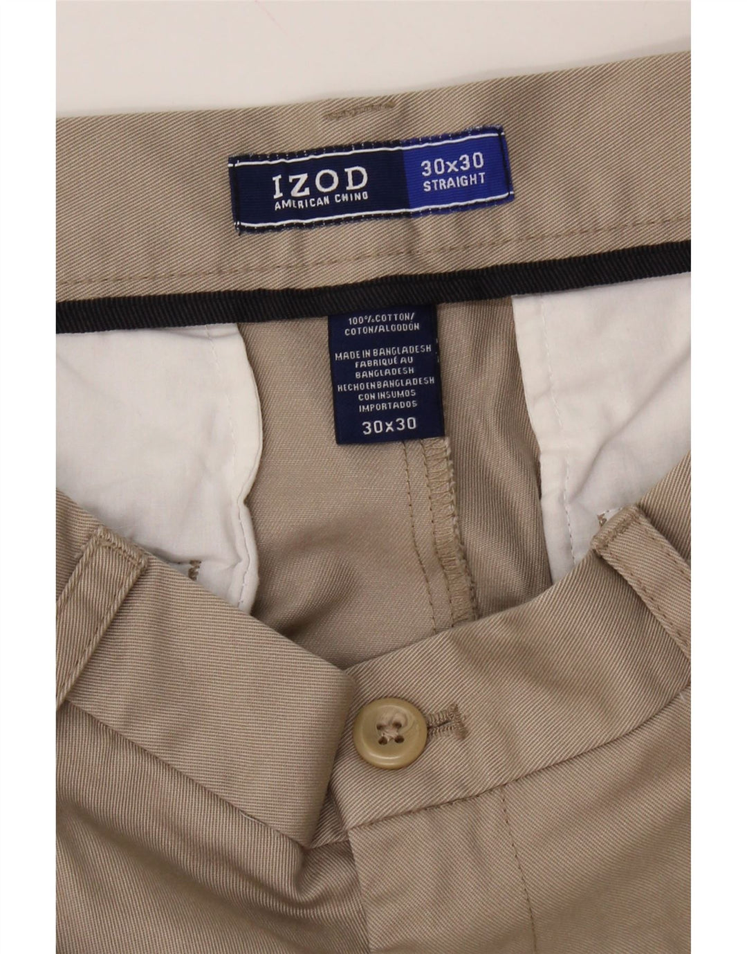 IZOD Mens Straight Chino Trousers W30 L30 Beige Cotton Vintage Izod and Second-Hand Izod from Messina Hembry 