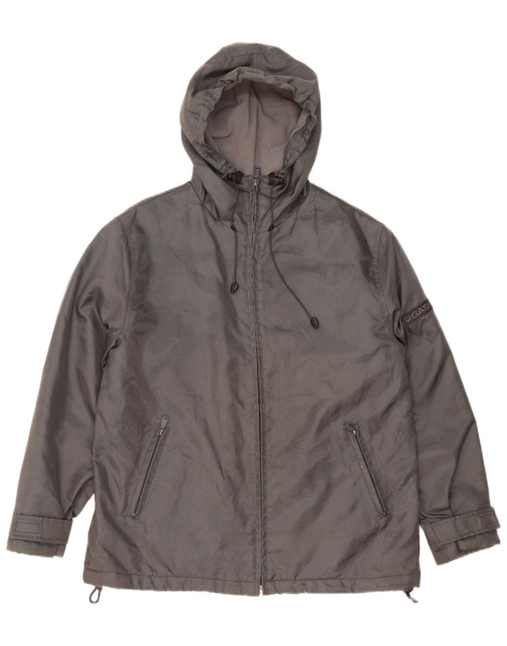 Jaqueta corta-vento masculina GAS com capuz UK 38 cinza médio