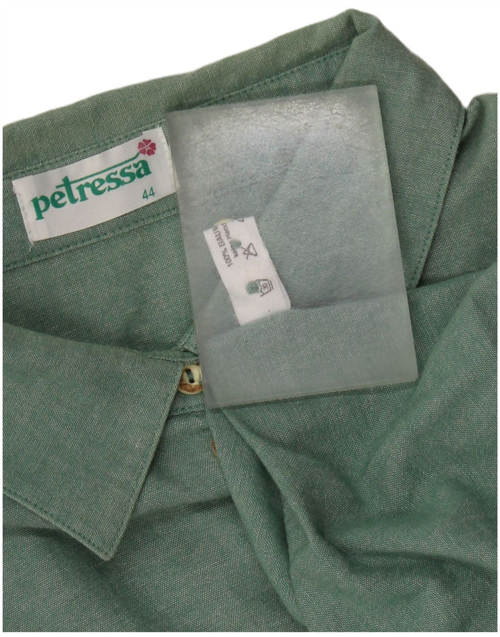 Camisa feminina Petressa de ajuste solto EU 44 XL verde floral algodão