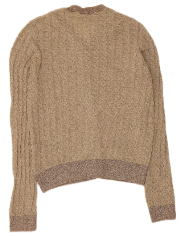 Zara Womens Crop Cardigan Sweater UK 8 Small Beige Polyester
