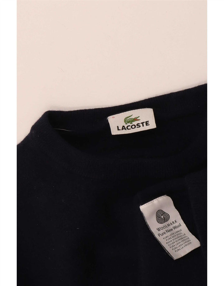Suéter Lacoste Boys com gola redonda 7-8 anos azul marinho lã nova