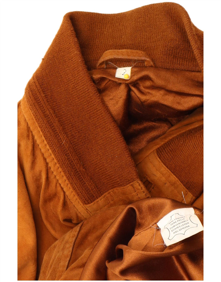Jaqueta bomber masculina vintage de camurça EU 52 XL couro bege