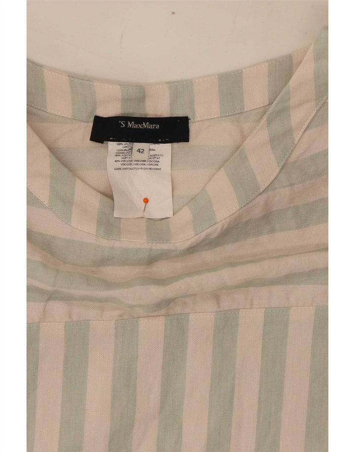Vestido feminino Max Mara Shift EU 42 grande acetato listrado branco