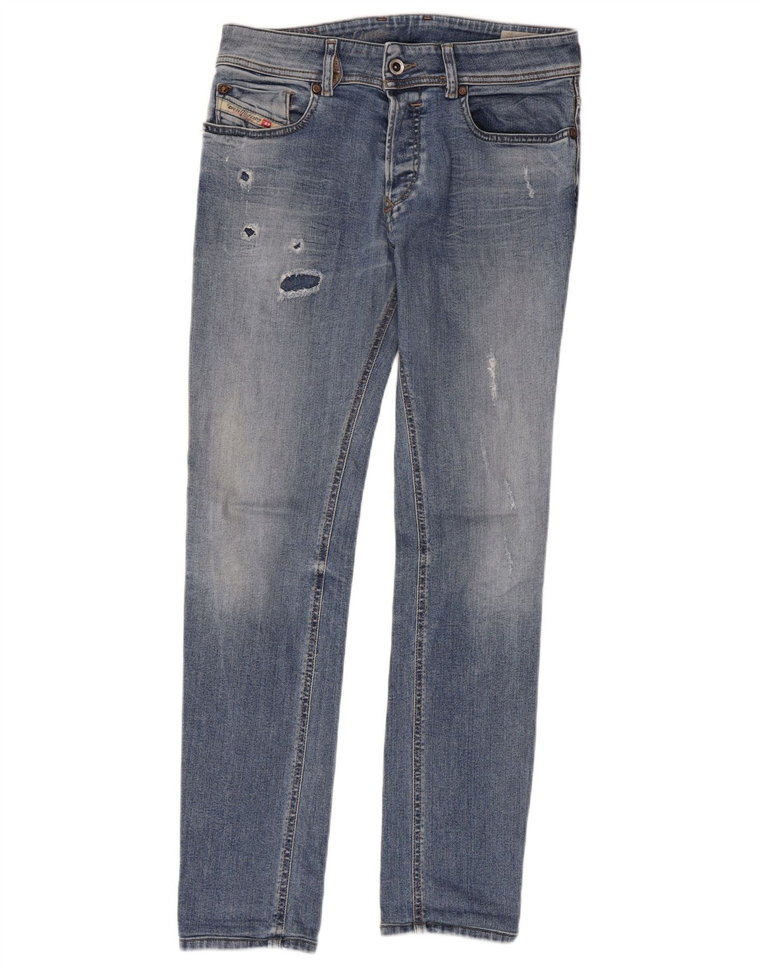 DIESEL Jeans femininos desgastados slim W29 L29 algodão azul