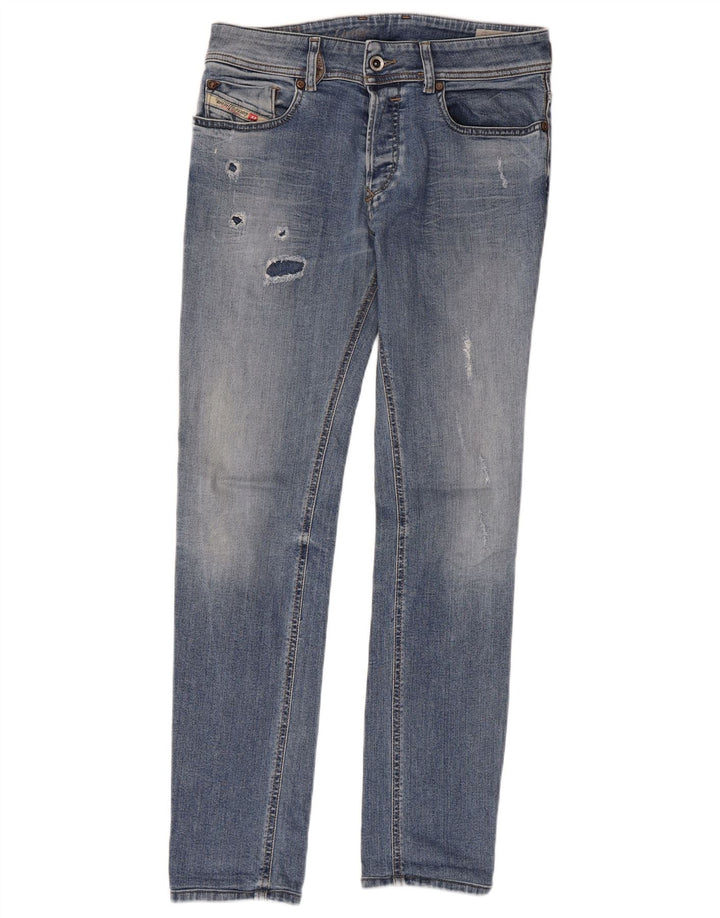 DIESEL Jeans femininos desgastados slim W29 L29 algodão azul