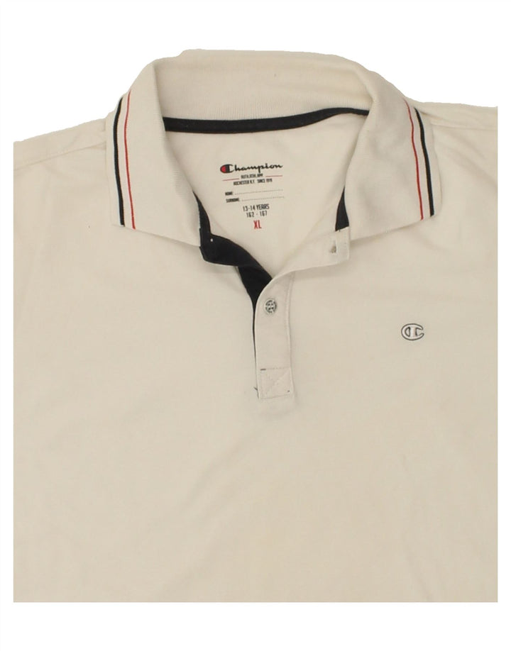 CHAMPION Boys Polo Shirt 13-14 Years XL White Cotton Vintage Champion and Second-Hand Champion from Messina Hembry 
