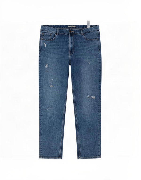 Calça Jeans Marks & Spencer Feminina Crop Distressed Slim UK 16 Grande W36 L25 Azul