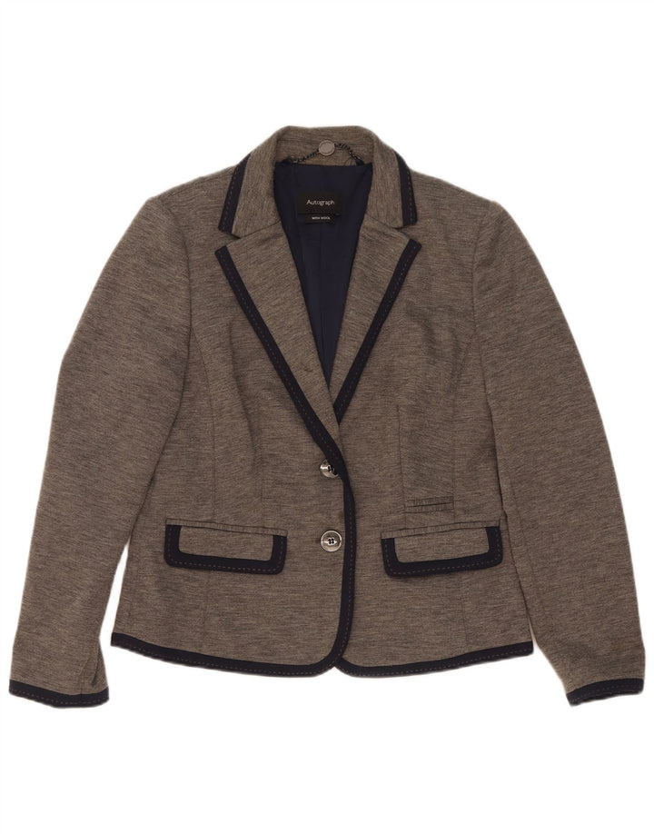 Jaqueta blazer feminina Marks & Spencer Autograph 2 botões Reino Unido 12 cinza médio