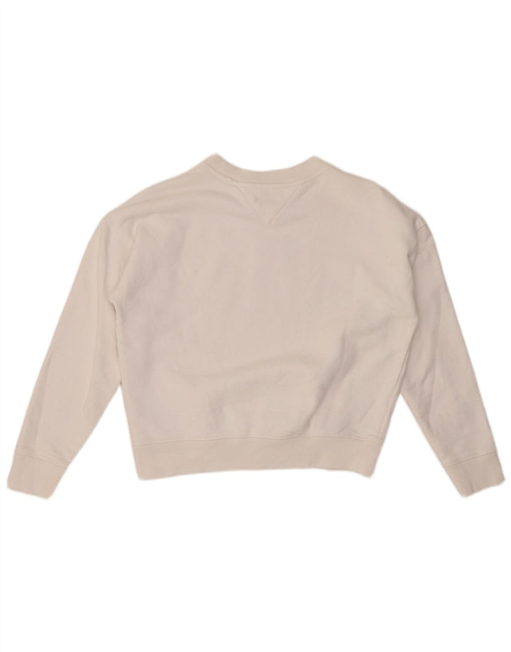 Suéter feminino TOMMY HILFIGER cropped oversized UK 6 XS branco
