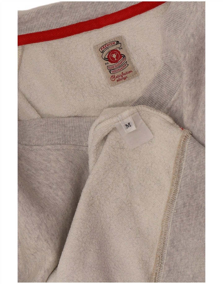 Suéter gráfico feminino vintage UK 14 cinza médio manchado