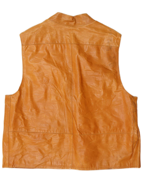 Colete utilitário de couro masculino vintage UK 42 XL marrom