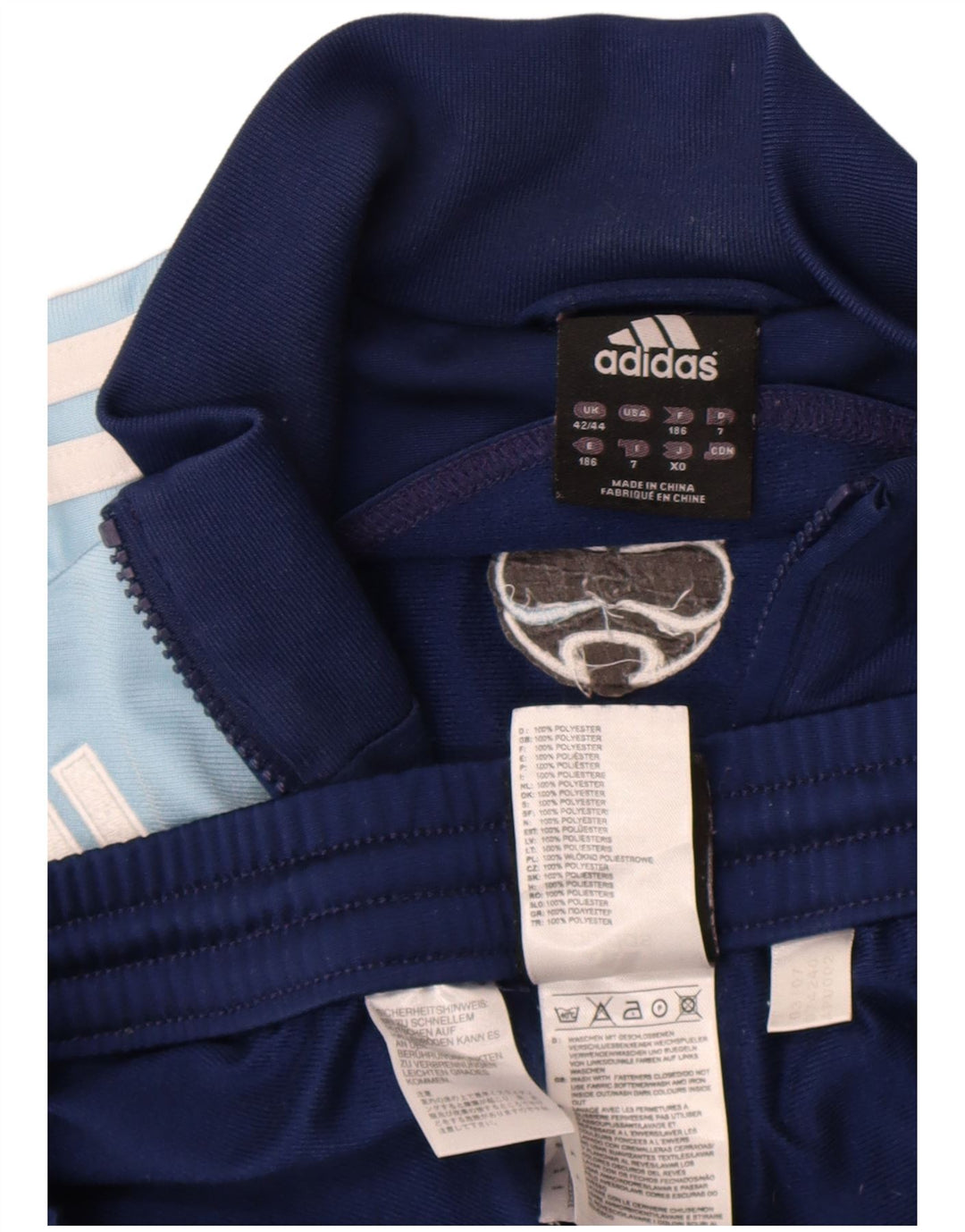 Adidas Mens Full Tracksuit UK 42/44 Grande Azul Marinho Colorblock Poliéster