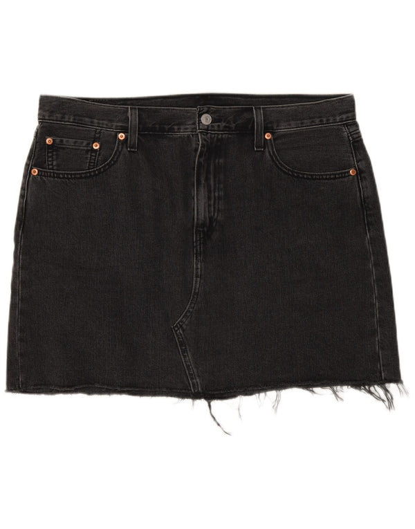 Saia jeans feminina cintura baixa Levi's W32 grande algodão preto