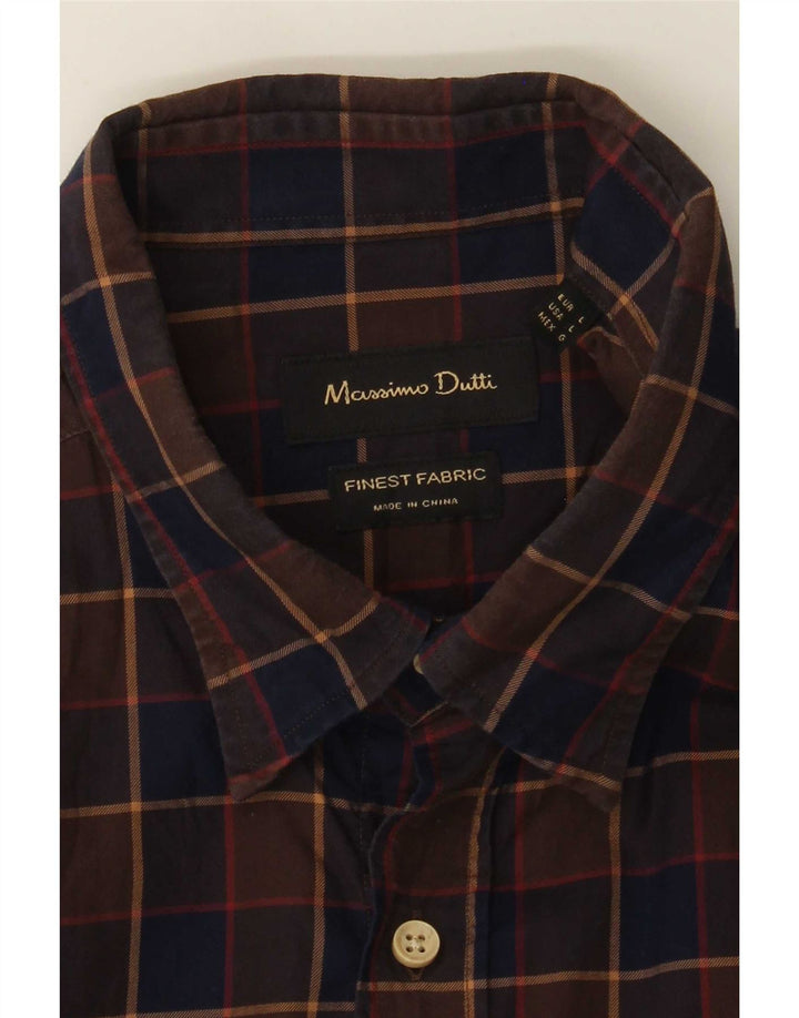 Camisa masculina Massimo Dutti xadrez grande marrom